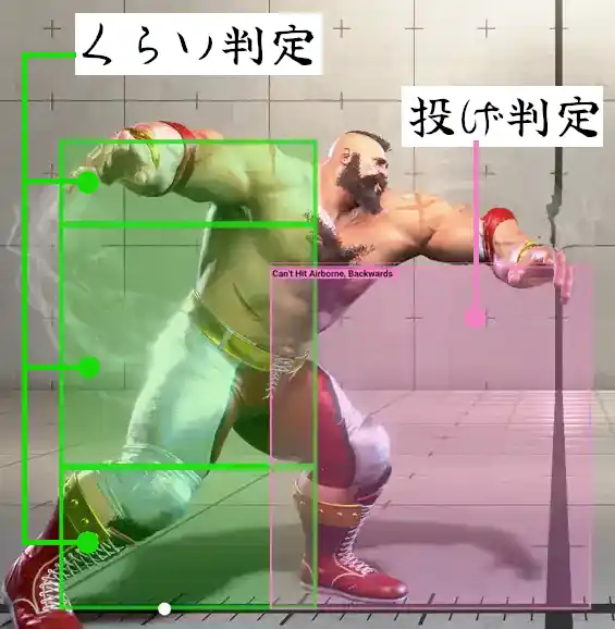 投げ判定の実演を示す画像