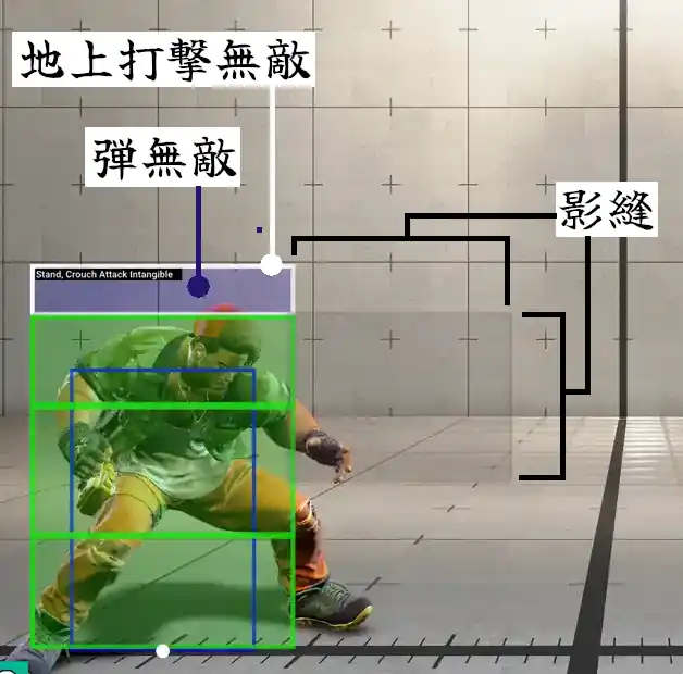 影縫、地上打撃無敵の実演を示す画像